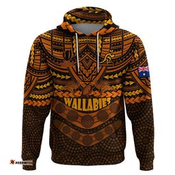 custom wallabies rugby hoodie polynesian and aboriginal special orange version