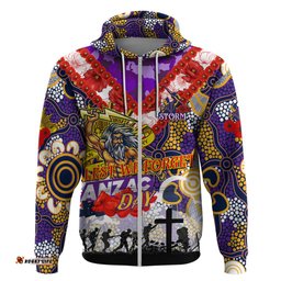 personalised storm anzac day hoodie aboriginal rising sun dt02
