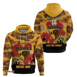 custom hawks football anzac hoodie gallipoli camouflage with poppies