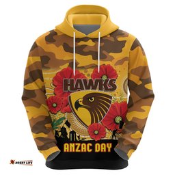 custom hawks football anzac hoodie gallipoli camouflage with poppies