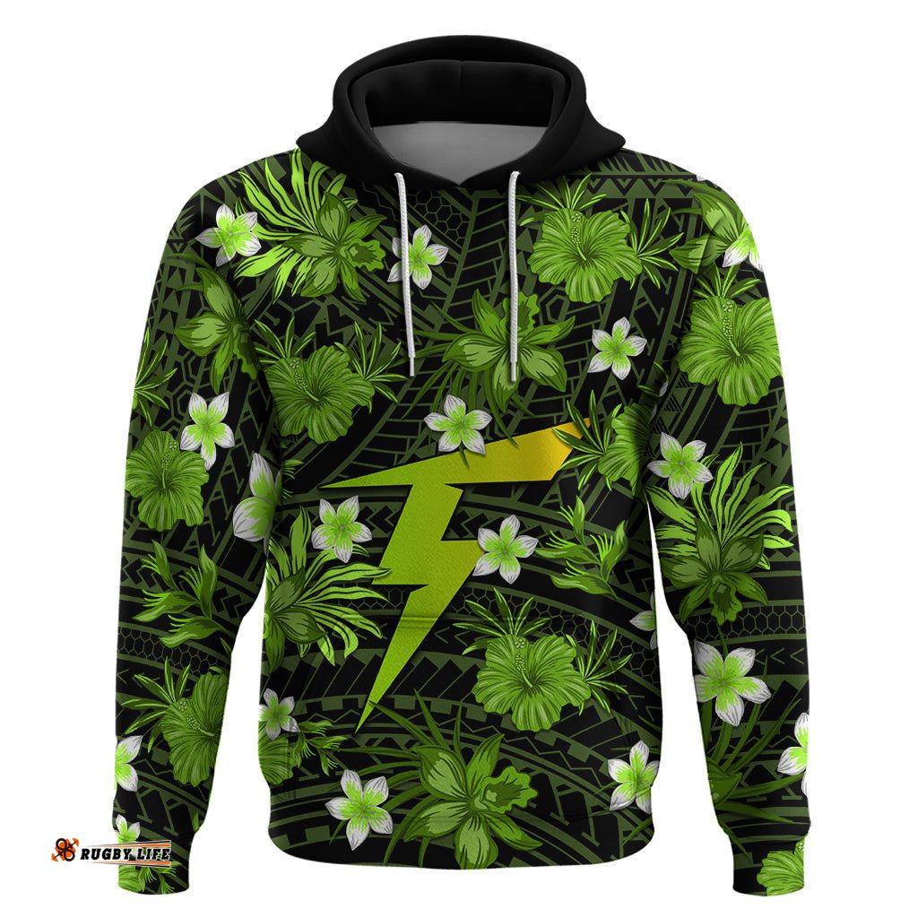 australian thunder cricket hoodie baeuty pacific hibiscus and polynesian pattern