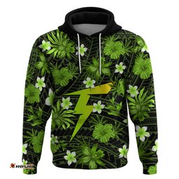 australian thunder cricket hoodie baeuty pacific hibiscus and polynesian pattern