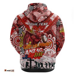 personalised dragons anzac day hoodie aboriginal rising sun dt02