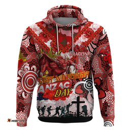 personalised dragons anzac day hoodie aboriginal rising sun dt02