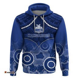 personalised north melbourne football hoodie kangaroos aboriginal mix polynesian pattern