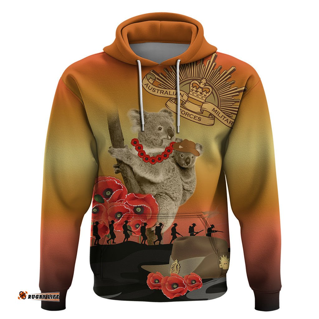 australia koala soldier style hoodie last post lest we forget