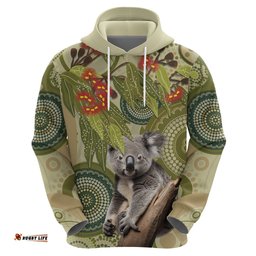aboriginal koala art painting with gum blossom hoodie