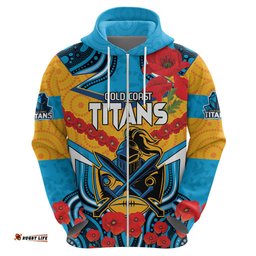 custom gld titans rugby anzac hoodie gallipoli soldier with aboriginal art