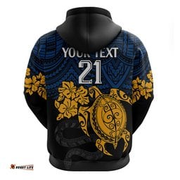 custom parra eels rugby hoodie hibiscus and turtle with polynesian pattern