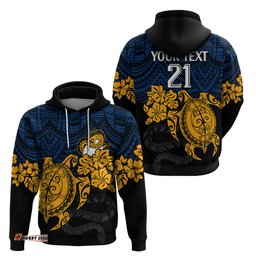 custom parra eels rugby hoodie hibiscus and turtle with polynesian pattern