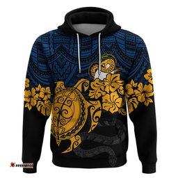 custom parra eels rugby hoodie hibiscus and turtle with polynesian pattern