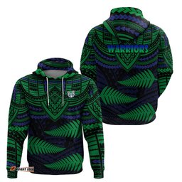 warriors rugby hoodie aotearoa fern polynesian pattern