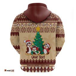 australia penguin christmas argyle pattern personalised hoodie