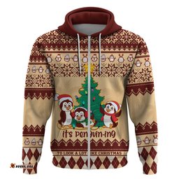 australia penguin christmas argyle pattern personalised hoodie