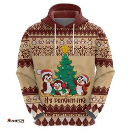 australia penguin christmas argyle pattern personalised hoodie