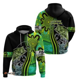 australia fishing hoodie aboriginal rise and shine a bass fish jumps out of water and aboriginal patterns inspired dt02