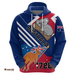 australia day kangaroo and koala with flag hoodie