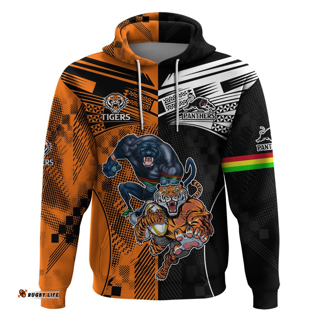 custom nrl tigers combine panthers rugby hoodie sporty style