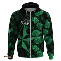 stars cricket never forget custom hoodie anzac day with poppy aboriginal