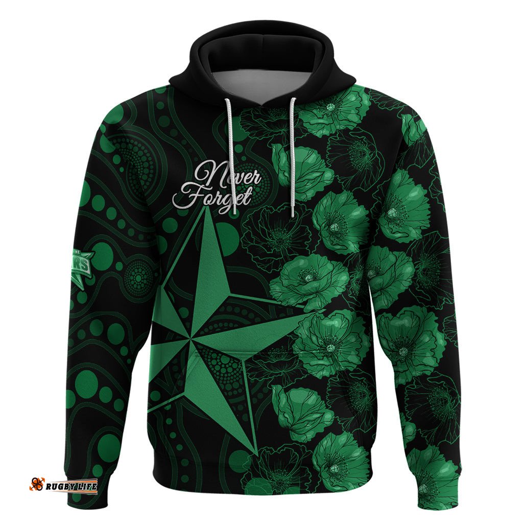 stars cricket never forget custom hoodie anzac day with poppy aboriginal
