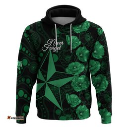 stars cricket never forget custom hoodie anzac day with poppy aboriginal