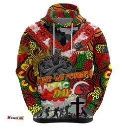 personalised panthers anzac day hoodie aboriginal rising sun dt02