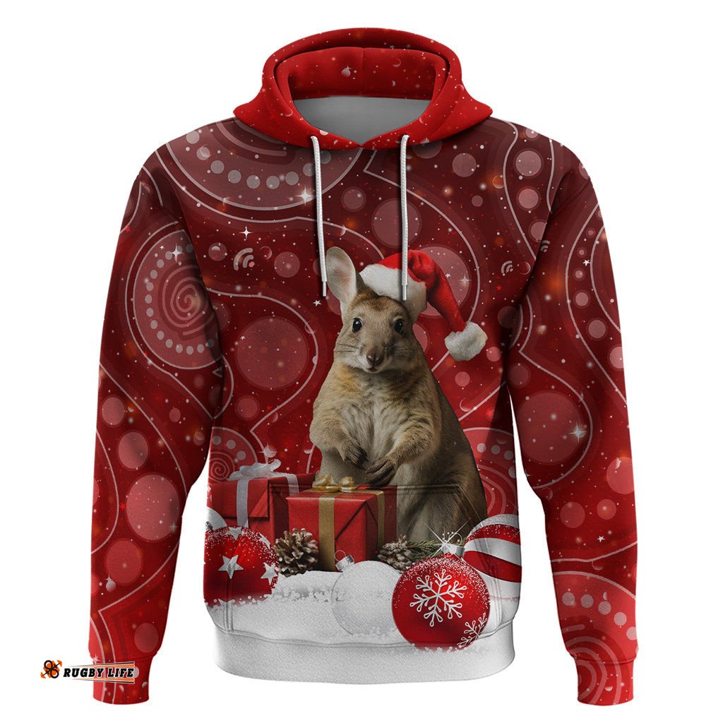 australia christmas wallaby hoodie aboriginal art