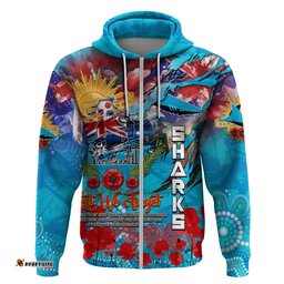 personalised australia rugby sharks anzac hoodie cronulla sutherland scratch style dt02