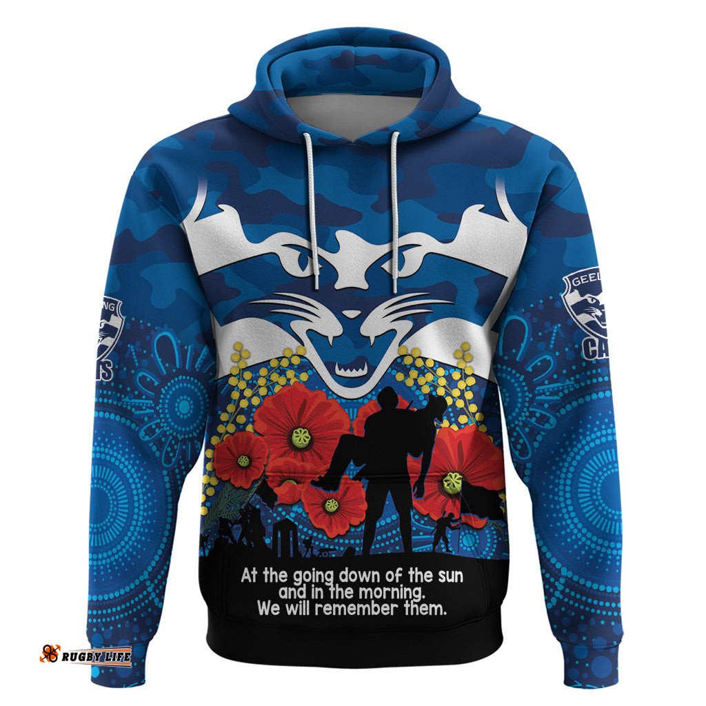 custom geelong football anzac hoodie gallipoli camouflage with poppies