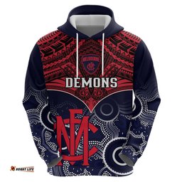 personalised melbourne football hoodie go demons aboriginal mix polynesian pattern