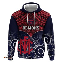 personalised melbourne football hoodie go demons aboriginal mix polynesian pattern