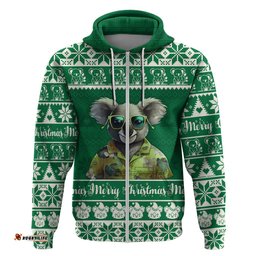 personalised australia koala christmas hoodie santa koala stay cool