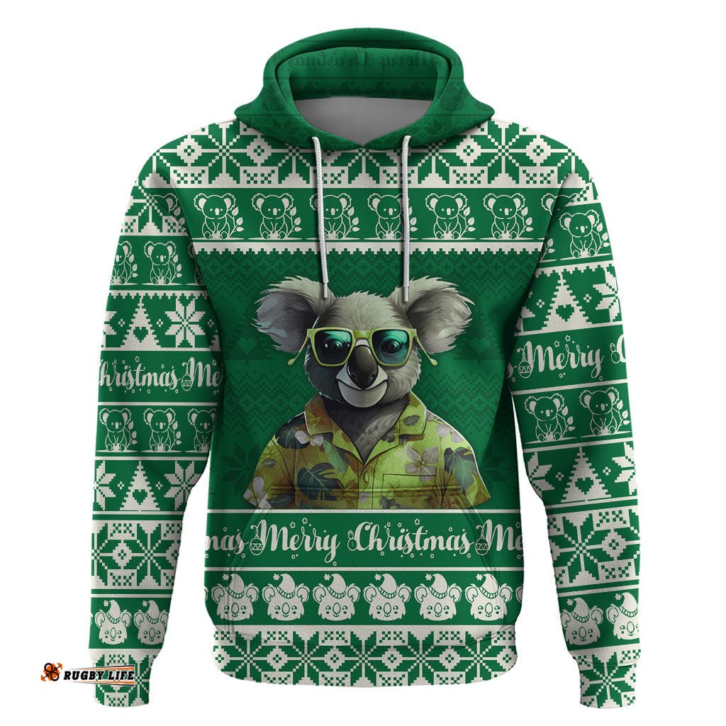 personalised australia koala christmas hoodie santa koala stay cool