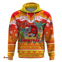 dolphins christmas hoodie merry xmas nrl australia rugby dt02
