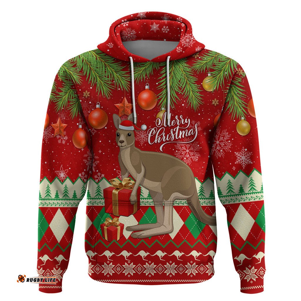 australia christmas hoodie aussie kangaroo santa merry xmas