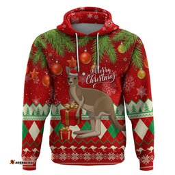 australia christmas hoodie aussie kangaroo santa merry xmas