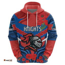 custom knights rugby anzac hoodie novocastrians gallipoli soldier with aboriginal art