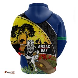 warriors rugby anzac day hoodie new zealand wahs tiki mascot rosemary starry night