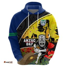 warriors rugby anzac day hoodie new zealand wahs tiki mascot rosemary starry night