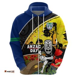 warriors rugby anzac day hoodie new zealand wahs tiki mascot rosemary starry night