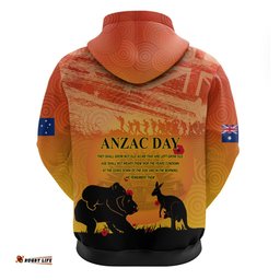 australia anzac day hoodie koala and kangaroo respect aboriginal pattern