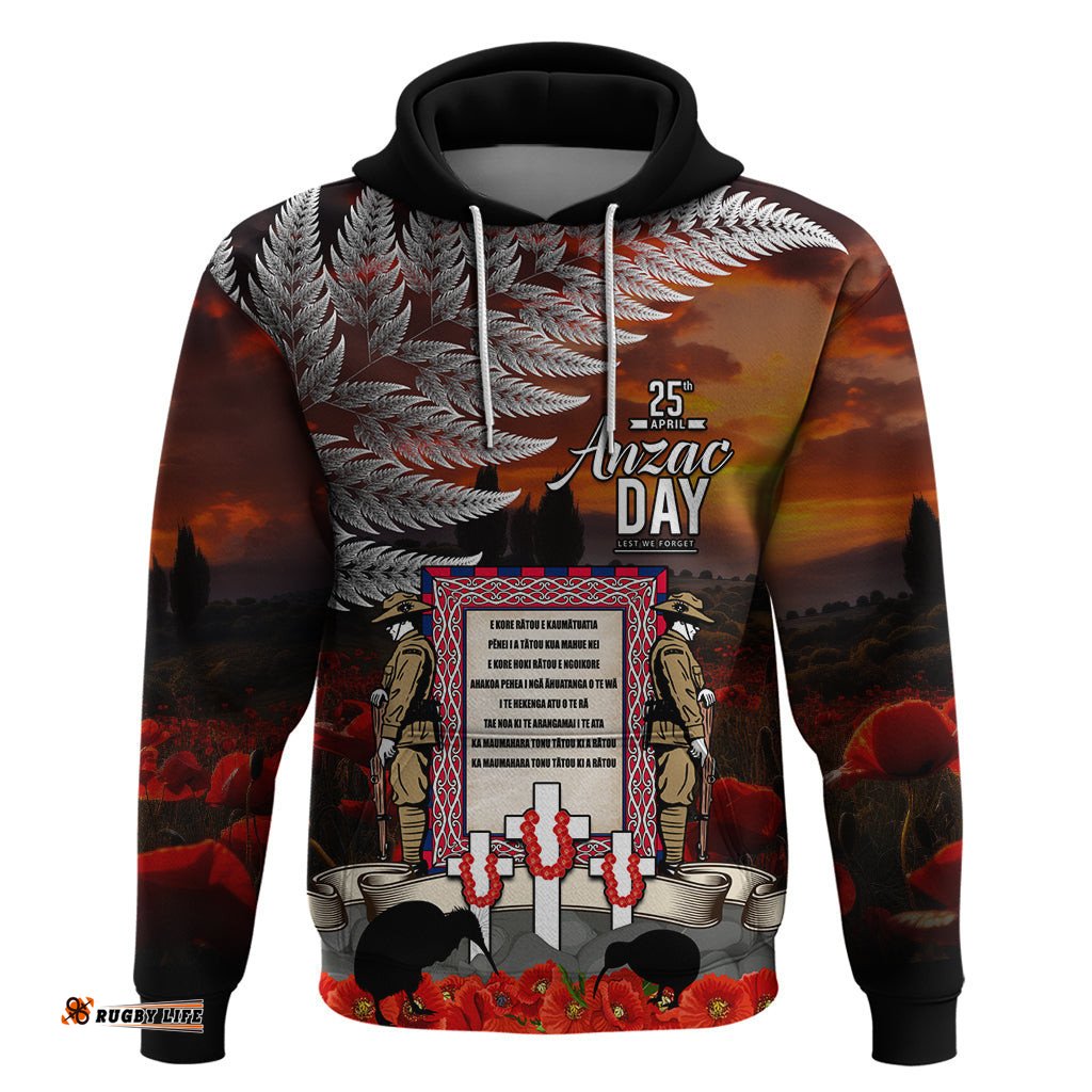 new zealand anzac day hoodie the ode of remembrance and silver fern