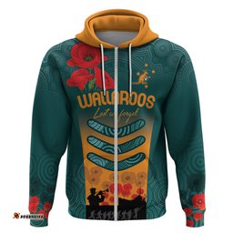 custom wallaroos rugby anzac hoodie poppy soldier with aboriginal dots art
