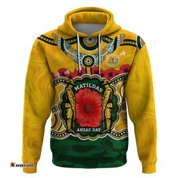 matildas anzac day 2024 hoodie australian army we will remember them aboriginal art
