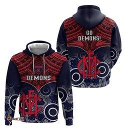 melbourne football hoodie go demons aboriginal mix polynesian pattern