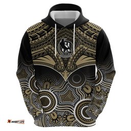 personalised collingwood football hoodie go magpies aboriginal mix polynesian pattern