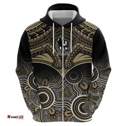 personalised collingwood football hoodie go magpies aboriginal mix polynesian pattern