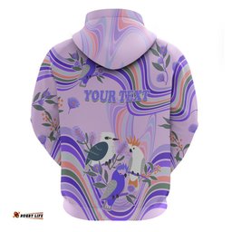 personalised australia hippie christmas hoodie cockatoo kookaburra with wattle violet pastel color