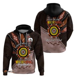 fire burning together naidoc 2024 hoodie indigenous art