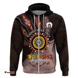 fire burning together naidoc 2024 hoodie indigenous art